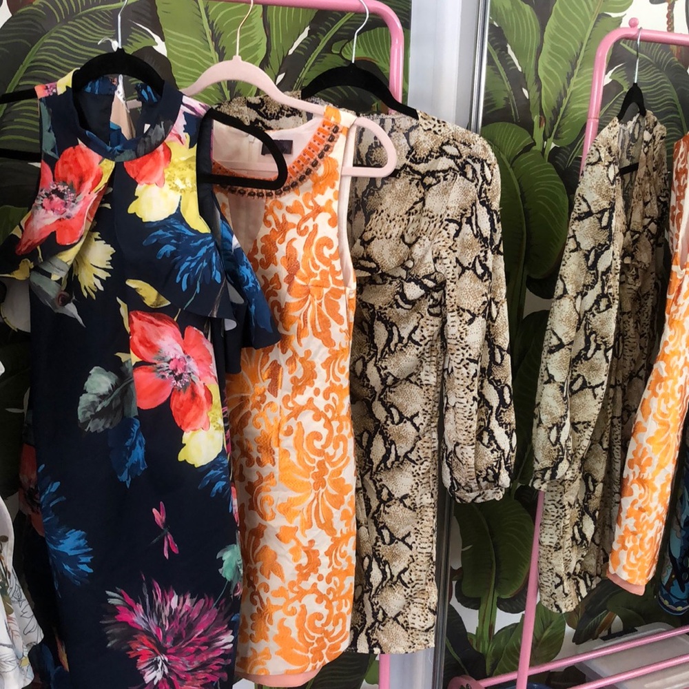 Trina Turk Floral Gold Snakeskin Dress bundle